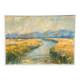 Original Swedish Oil on Canvas – “River Landscape with Mountains”  Vintage