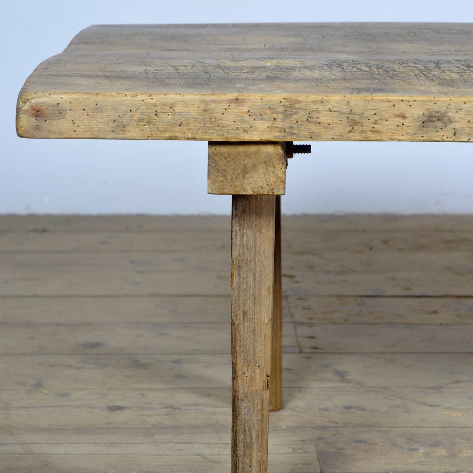 Table de boucher/table de ferme vintage en chêne, 1920s