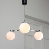 Mid-Century Italian Chrome and Opaline Chandelier