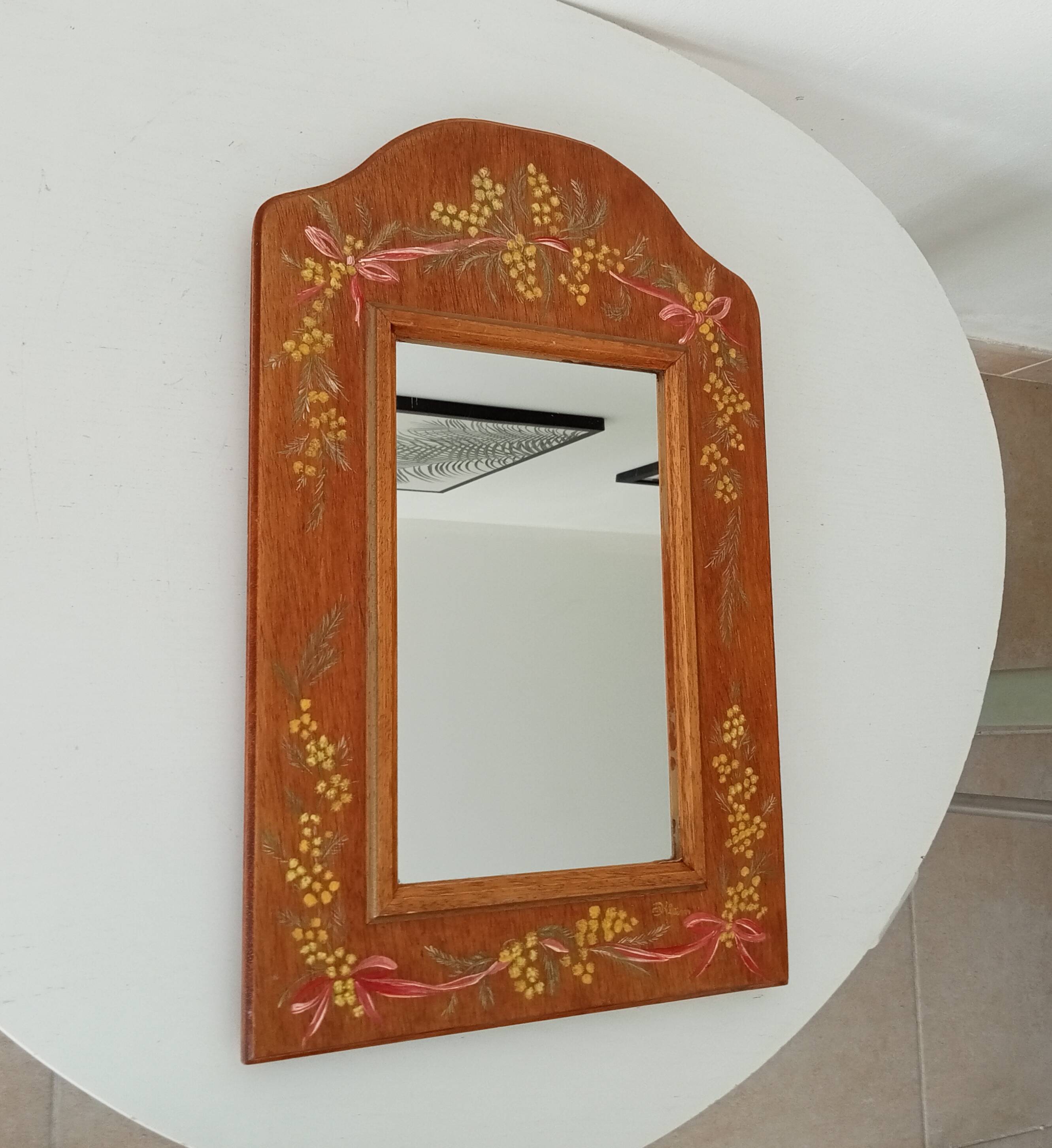 Vintage hand painted wooden mirror 46*30