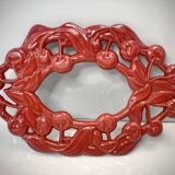 Cherry Pattern Enameled Cast Iron Trivet