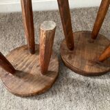 Pair of wooden tripod foot stools