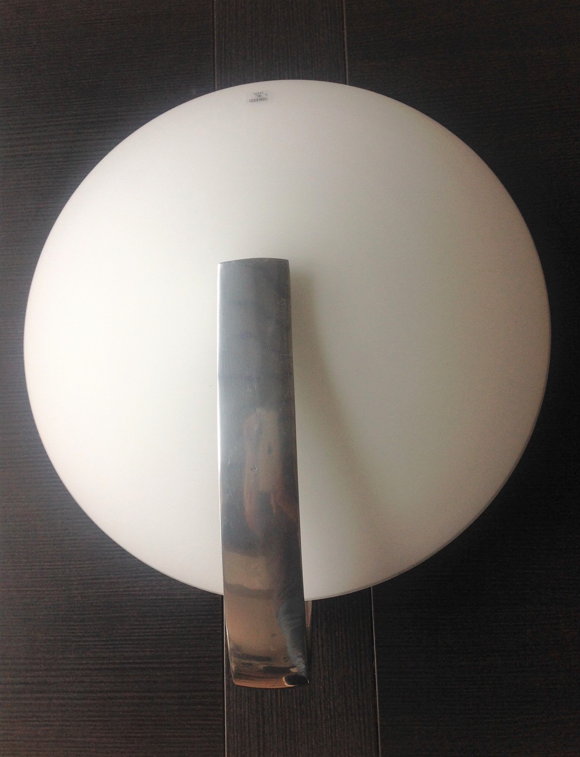 Circular frosted glass wall lamp and aluminum headband by Vetri Murano, vintage 70s-80s