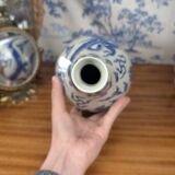 Blue hue piriform vase with dragon decor, vietnamese porcelain
