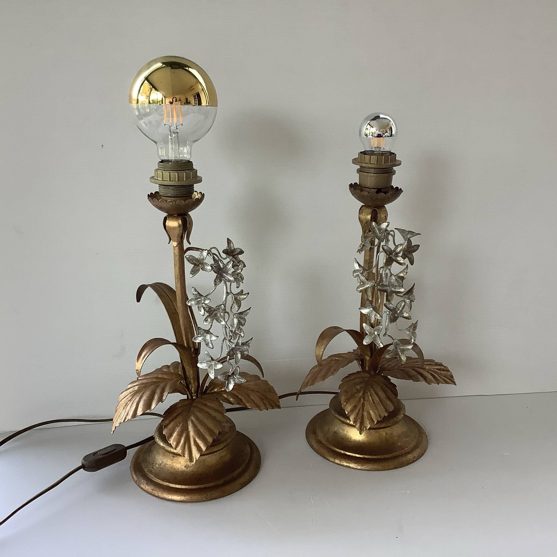 Pair of Lamps Attributed to Hans Kogl Vintage 1970 Hollywood Regency Wisteria