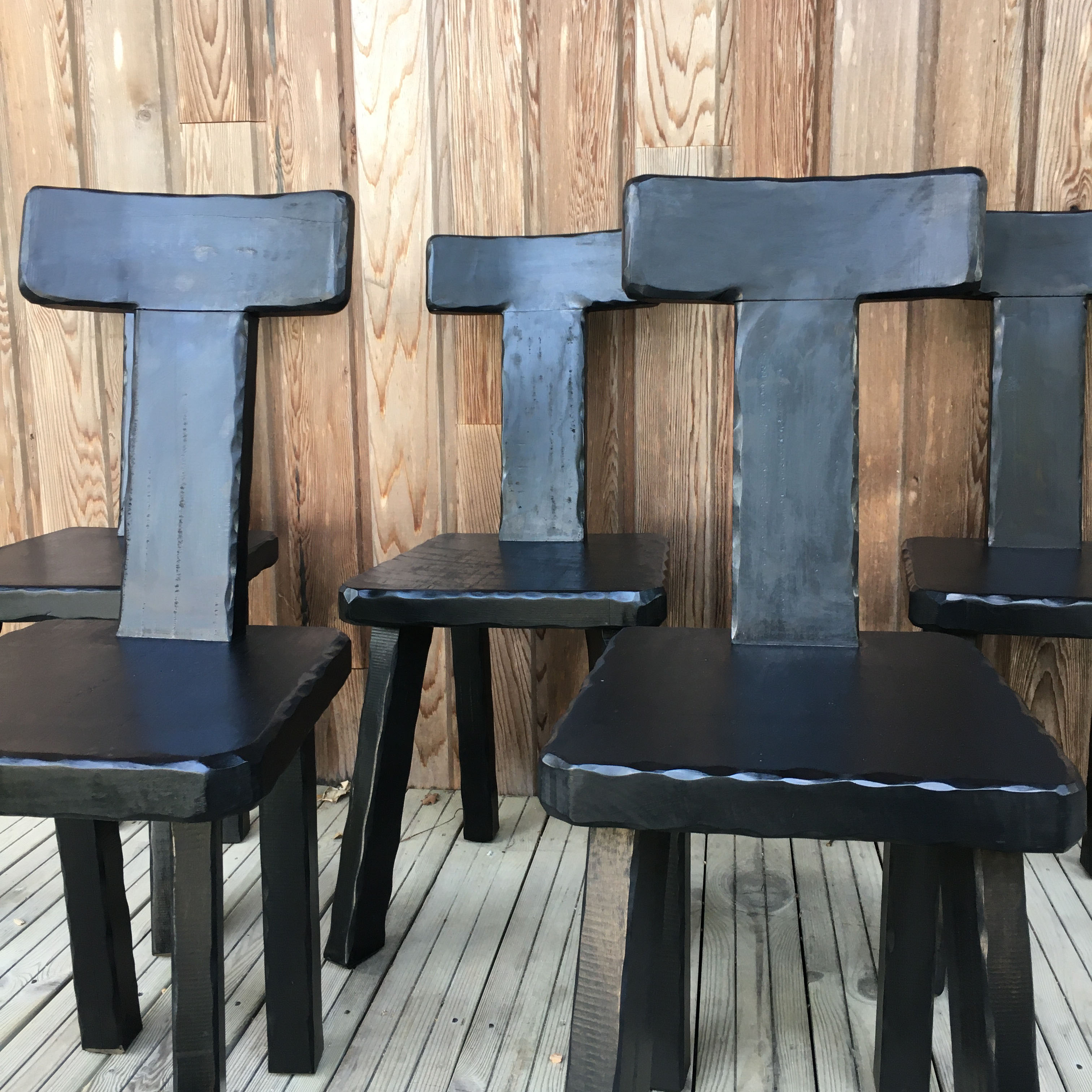 Set of chairs 1950 black woods