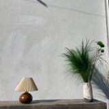 Pleated wooden ball lamp