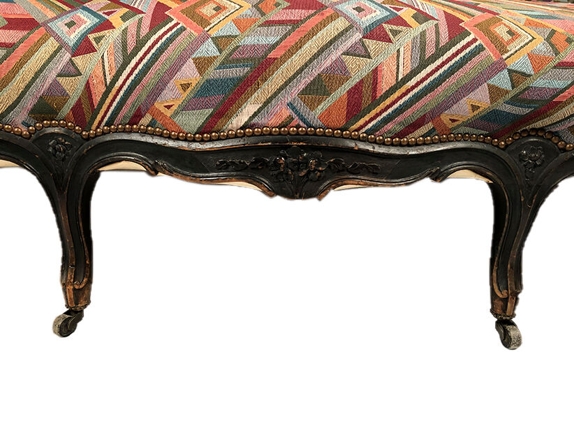 Large Napoleon III bench in blackened wood