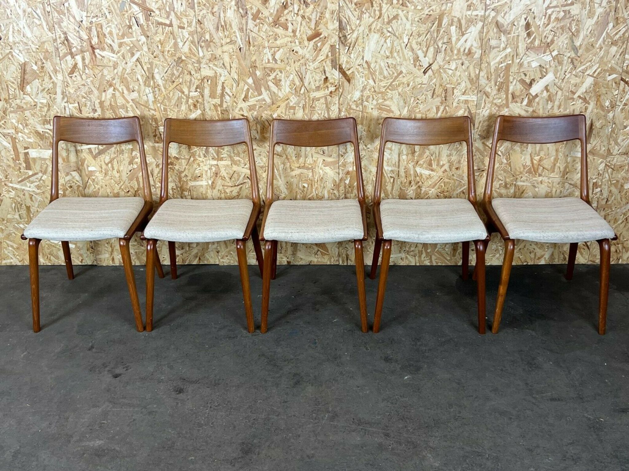 Set of 5 Boomerang chairs Alfred Christensen Slagelse Møbelværk teak 60s 70s