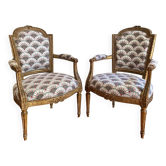 Paire de fauteuils Louis XVI restaurés