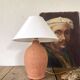 Terracotta lamp, new 2M fabric cable, cotton lampshade
