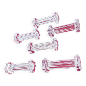6 column-shaped solid glass cutlery rests
