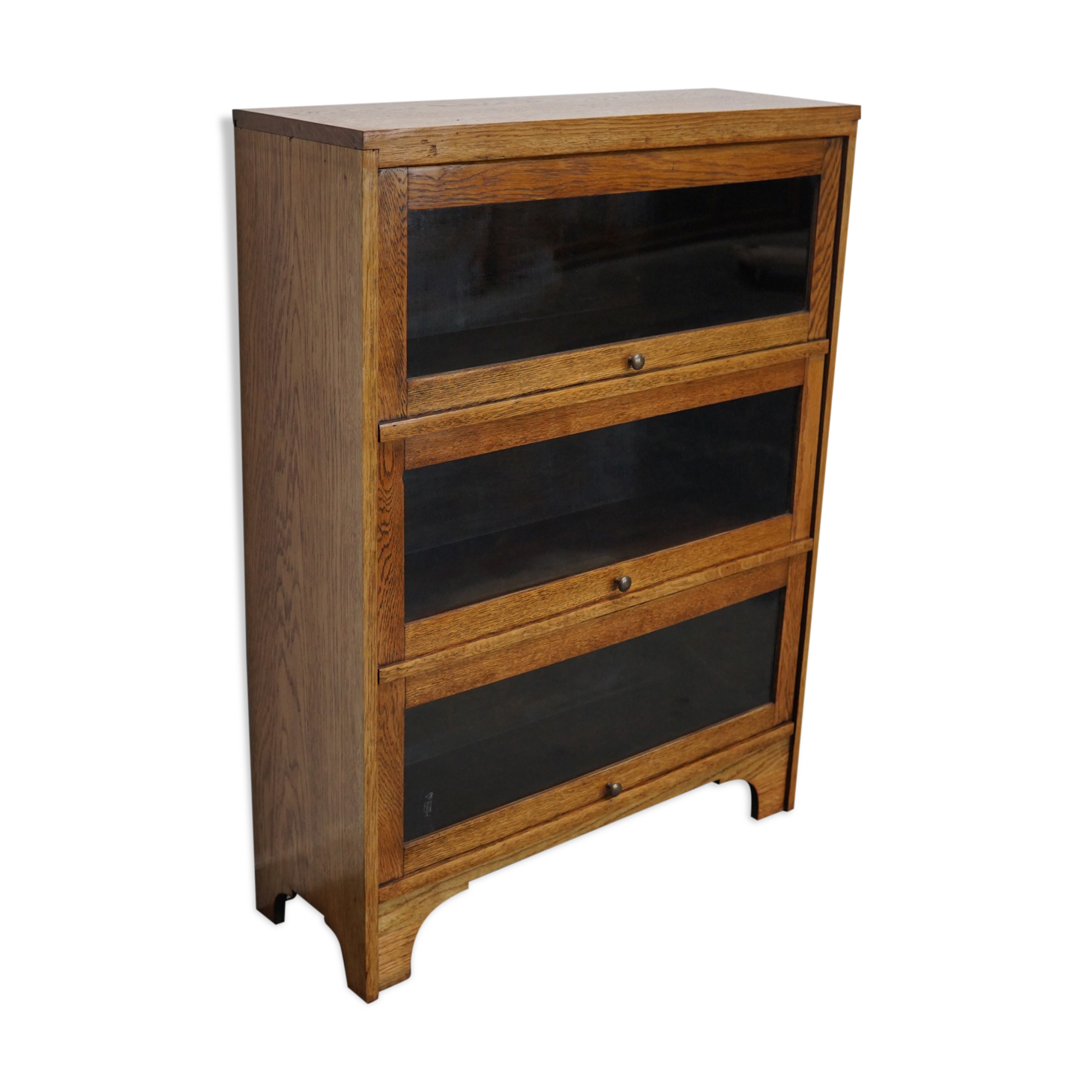 German Oak Bookcase with Folding Doors In Style of Globe Wernicke, ca 1930s