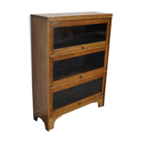 German Oak Bookcase with Folding Doors In Style of Globe Wernicke, ca 1930s