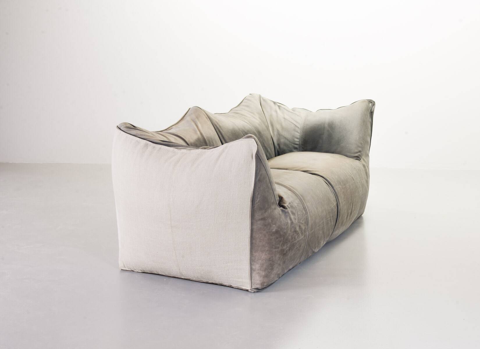 Mario Bellini 2-Seat Le Bambole Sofa for C&B Italia in Leather & Fabric 70s