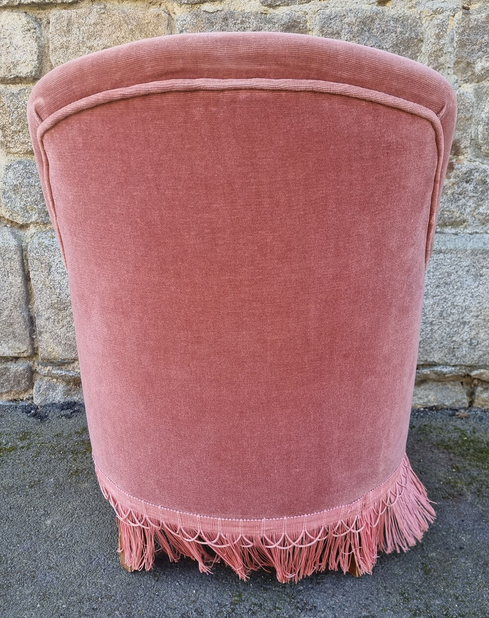 Old pink toad armchair, vintage, 40s / 50s