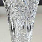 Tulip-shaped single-flower vase. Bohemian crystal. Stars/crosses, 21 cm