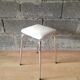 White skai stool / vintage chrome metal feet