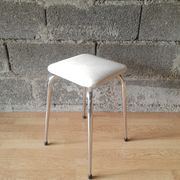 White skai stool / vintage chrome metal feet