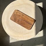 Trio of rounded rectangular trays or cups in monoxyl teak L:35