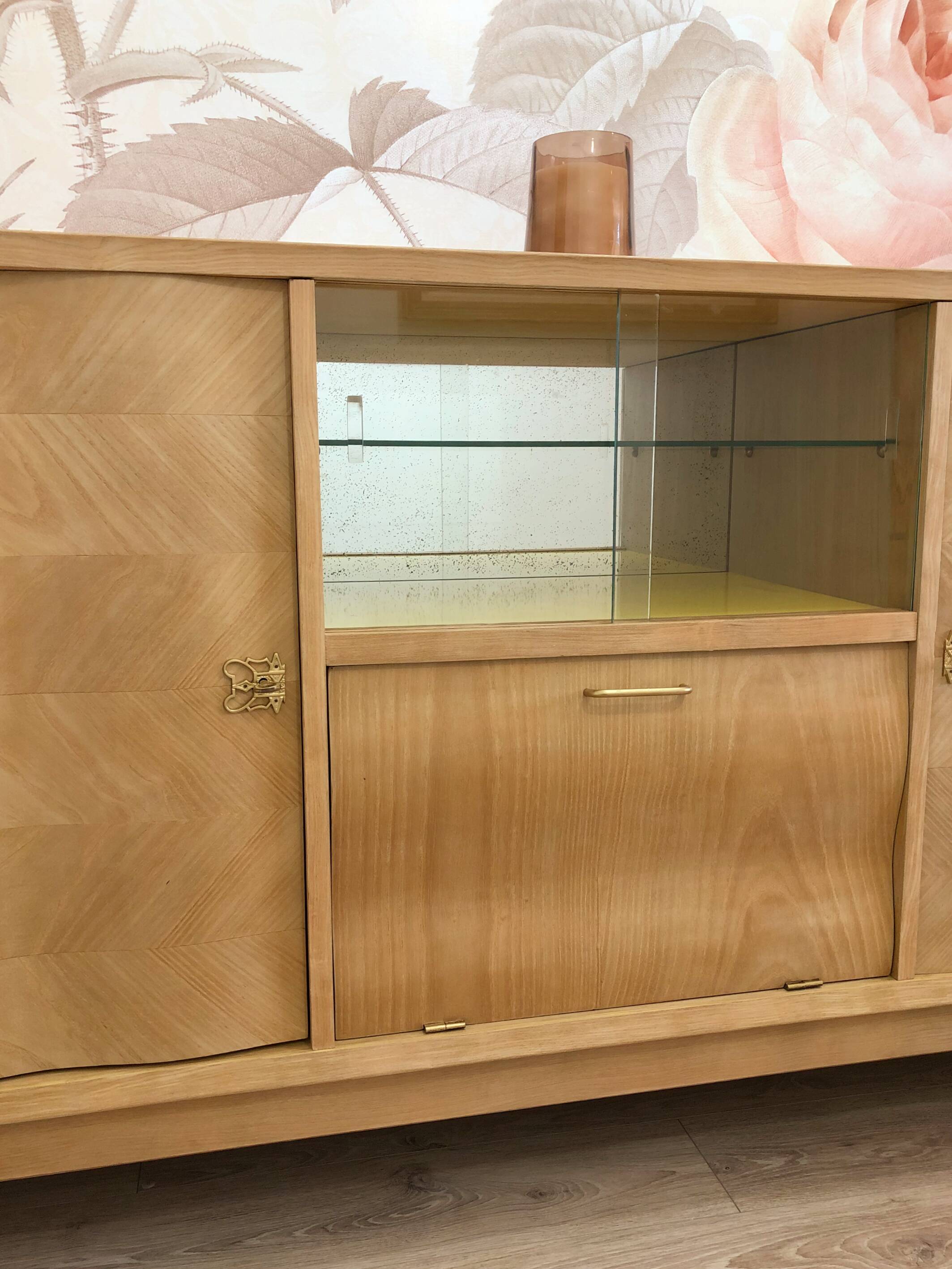 1960s sideboard with beautiful chevron marquetry