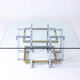 Geometrical brass & chrome coffee table, Belgium 1970s