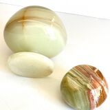 2 70s design onyx candle holders