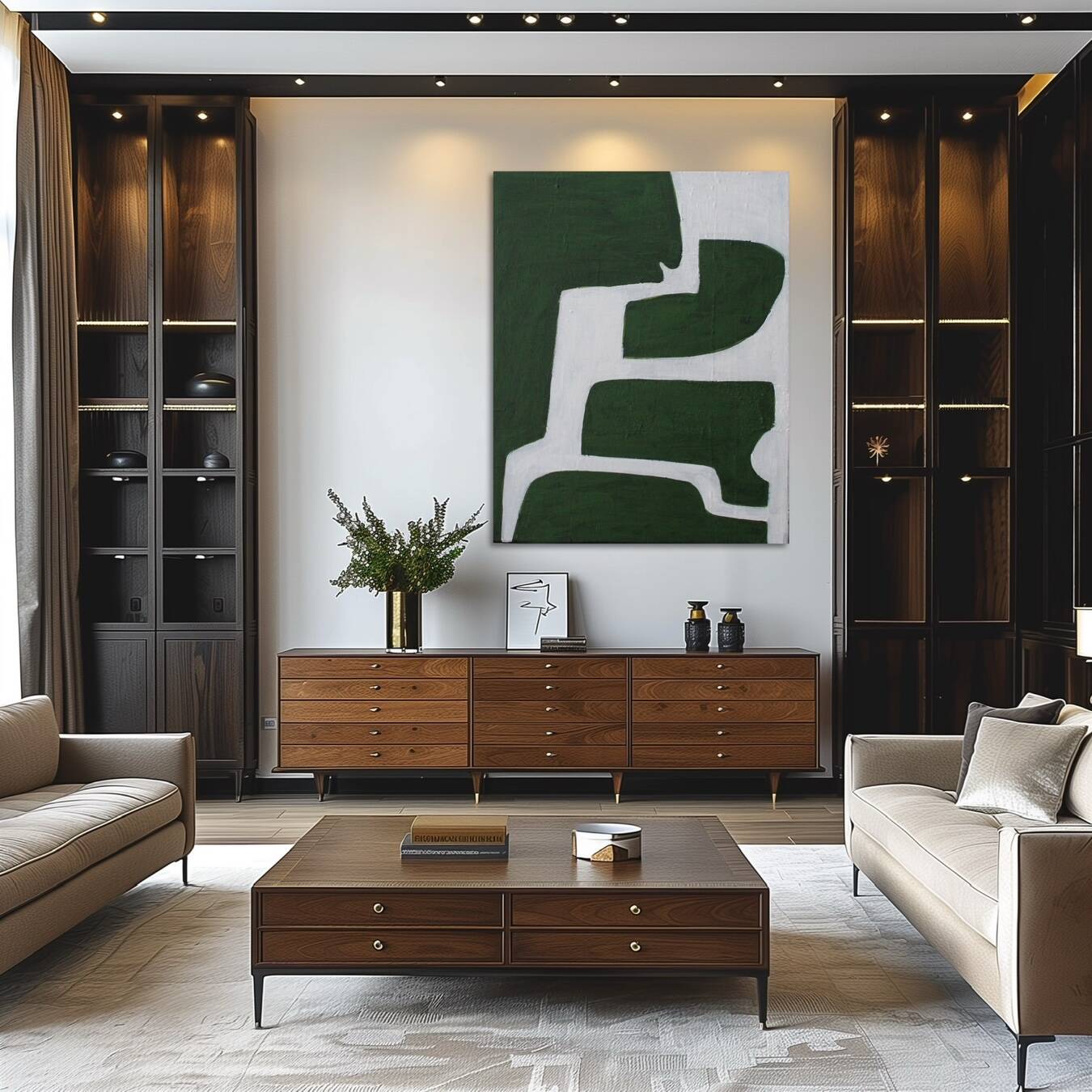 Organic green abstract canvas 100x80cm by Bodasca