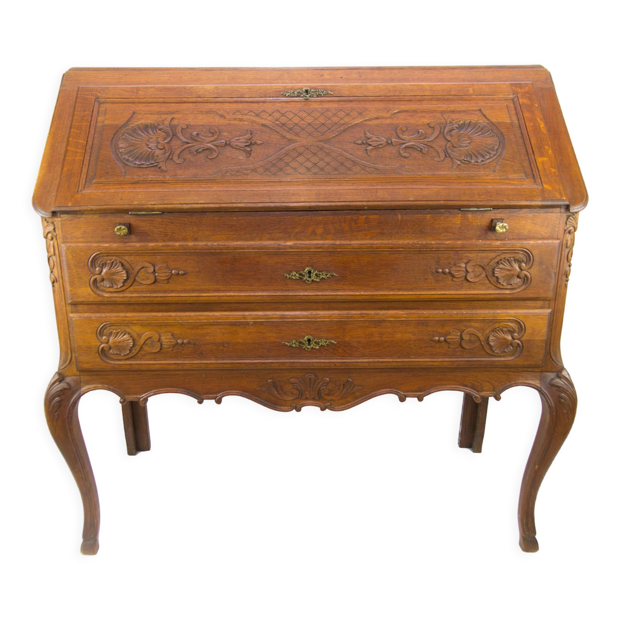 Louis XV style carved oak secretary 1930s