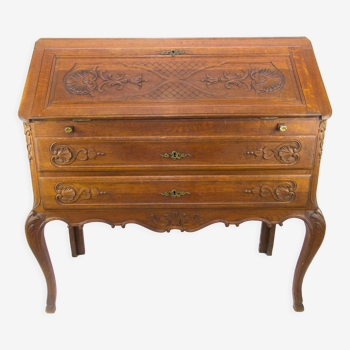 Louis XV style carved oak secretary 1930s