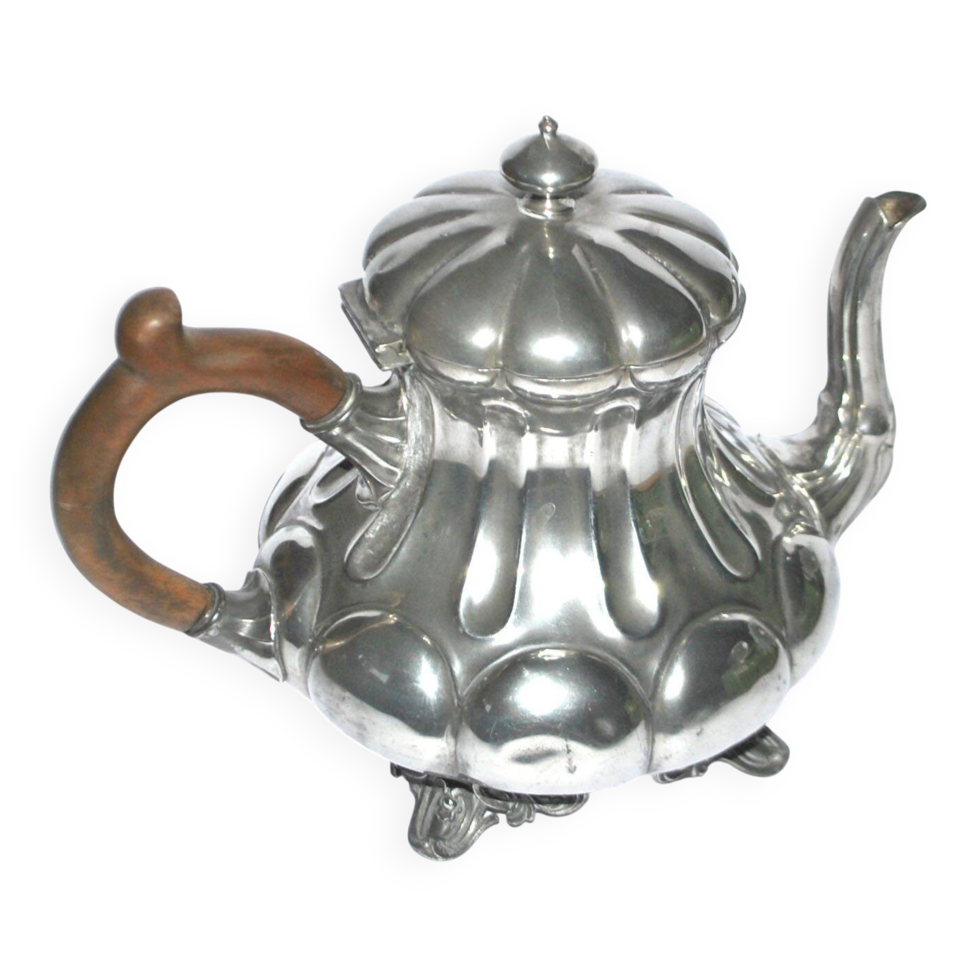 English pewter teapot Sheffield goldsmith Shaw & Fischer 1900