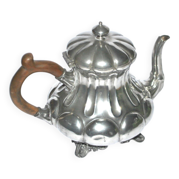 Théière anglaise en étain Sheffield orfèvre Shaw & Fischer 1900