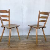 Pair of Scandinavian chairs or vintage wooden bistro