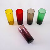 Set of coloured glasses, Italian design, 1960s, made in Italy