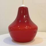 Red Opaline Glass Pendant Light 1970 Space Age Ceiling Lamp Free Form Orange