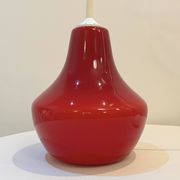 Red Opaline Glass Pendant Light 1970 Space Age Ceiling Lamp Free Form Orange