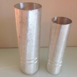 Pair of vases metal rolls brushed silver / vintage year old 70