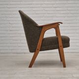 1960s, Danish armchair, furniture wool/cotton fabric, teak wood.