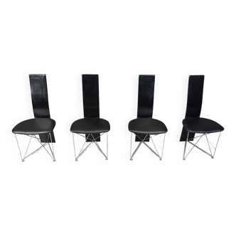 Ensemble de 4 chaises de salle à manger Concorde avec assises en cuir par Torstein Flatøy pour Bahus