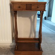 Lyre bedside table, cherry wood, 1960s.