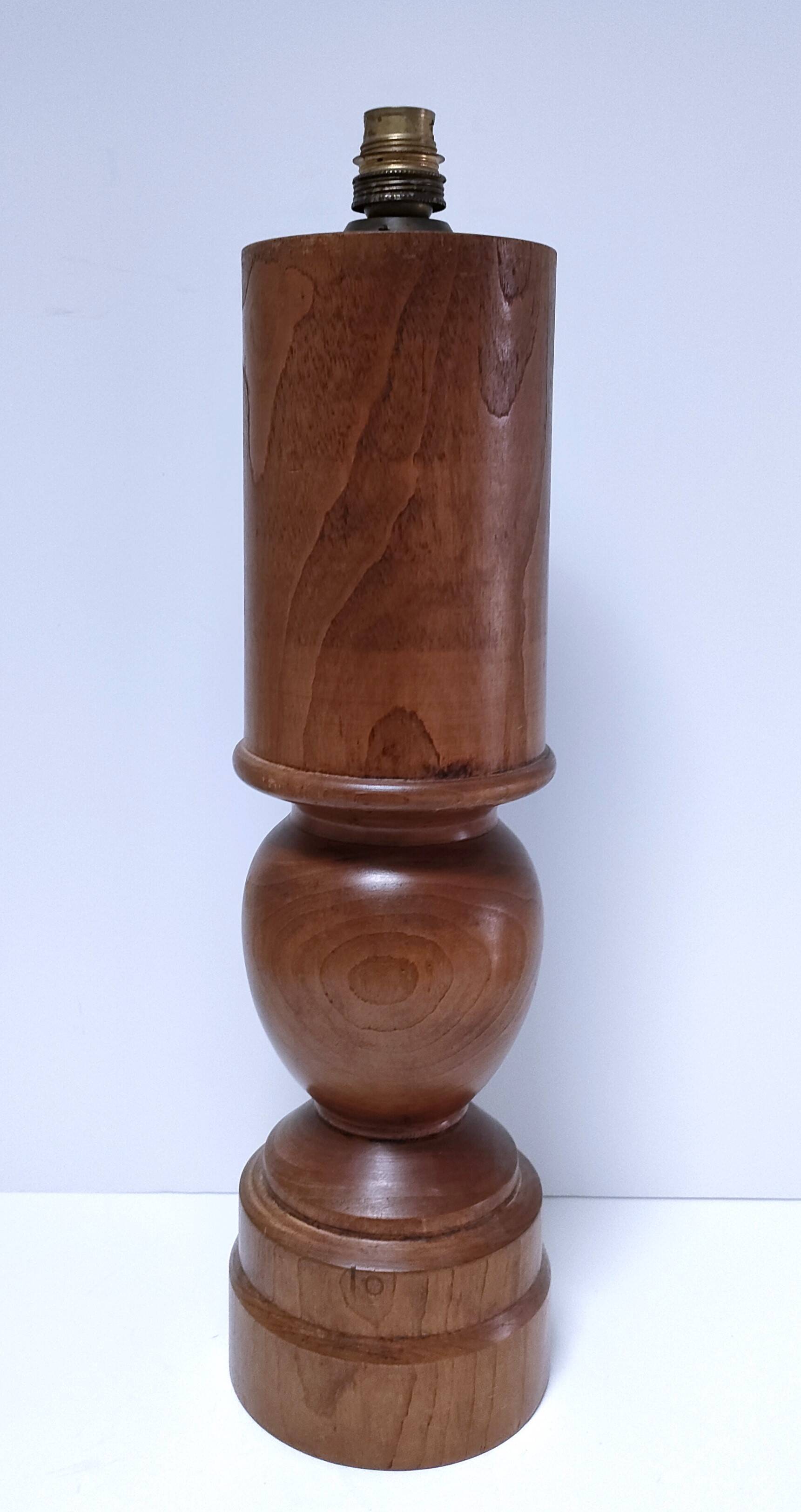 Vintage solid oak lamp base stamped H.44 cm