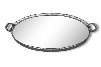 Plateau ovale verre laiton et bois