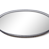 Plateau ovale verre laiton et bois