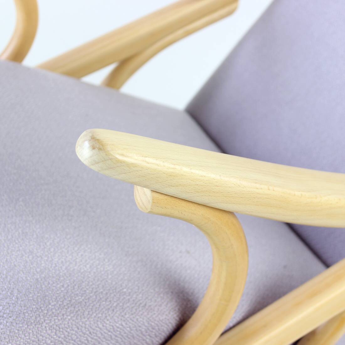 Mid Century Bentwood Rocking Armchair In Blond Oak By Ton, Czechoslovakia