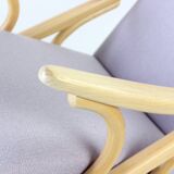 Mid Century Bentwood Rocking Armchair In Blond Oak By Ton, Czechoslovakia