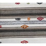 Vintage Turkish Hand-Knotted Wool Cotton White Kilim Runner Rug 65x140
