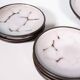 Vintage Mobach pastry set, fat lava ceramic serving plates.