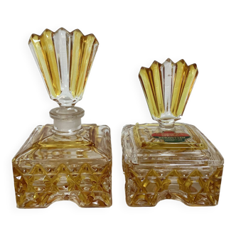 Art deco jewelry box and perfume bottle