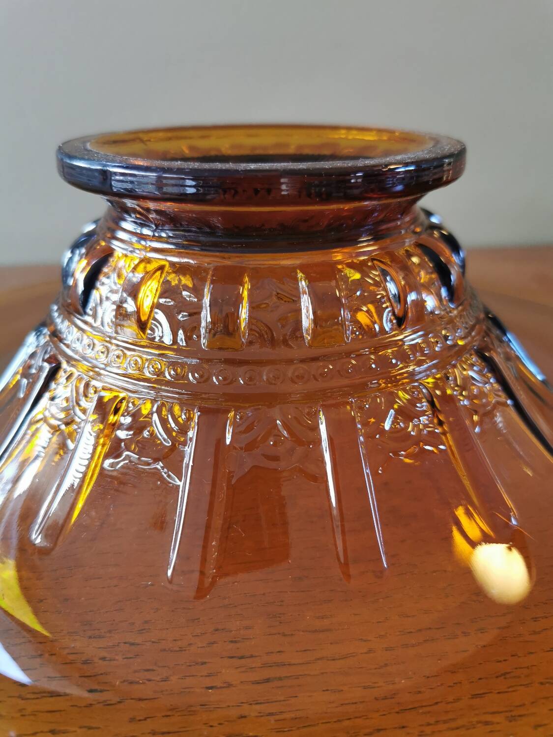 Large Amber Art Deco Glass Bowl