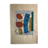 Silkscreen in color, Portrait of a woman, 1955